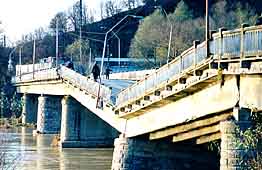 Ruinous bridge near the town of Khust